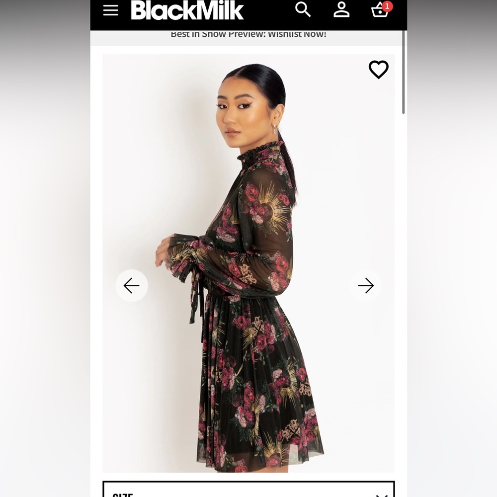 Black milk clothing Baroque Fantasy Sheer Grace Dress sz S new without tags